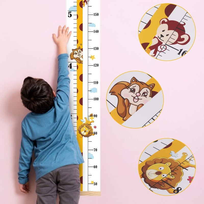 Outivity Baby Height Growth Chart, Canvas Height Chart for Kids Baby Child Toddler Boys Girls, Wood Growth Chart for Wall Room Nursery Decor, Hangable and Removable Waterproof Measuring Wall Ruler for Bathroom - Image 3